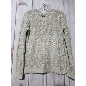 Lucky Brand Sweater Womens Small Beige Chunky Knit Pullover‎ Long Sleeve Lace Up